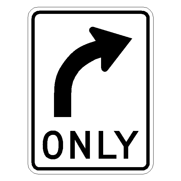 Right Only Sign R3-5R Right-Only-Sign,R3-5R,Right-turn-only-Regulatory-sign ,R3-5R-traffic-sign ,movement-sign ,direction-sign ,D.O.T.-sign ,highway-sign ,reflective-traffic-sign 