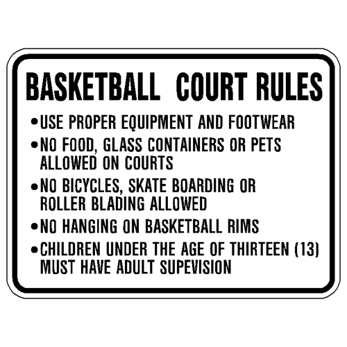 Basketball Court Rules Signs heavy aluminum