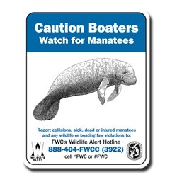 Caution Boaters Watch for Manatee Sign 30"x24" Caution Manatee Area Sign, manatee signs, manatee safety, manatee Education sign, Caution Boaters Sign, Florida Manatee signs, FWC signs, FWC approved signs, Florida Wildlife signs