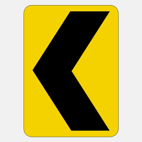 W1-8 Chevron Warning Sign  Yellow - Black