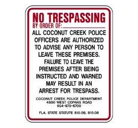 Florida Sheriff &amp; No Trespass Signs for Broward &amp; Palm Beach County ...
