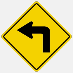 Left Turn Sign W1-1L  Yellow Warning Sign