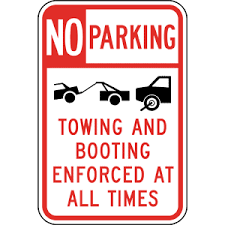18"x12" No Parking Sign Towing Booting Enforced at all times with symbols EGP Reflective .080 Aluminum 