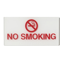 No Smoking red symbol ADA Braille sign 3x6