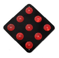 OM4-2 -18BR -  9-button Red - on Black Object Marker,  Road Hazard Marker