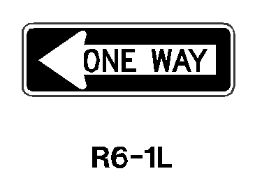 One Way sign with Left Arrow, R6-1L  Traffic sign