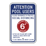 Pool Users Rember to Practice Social_Distancing_Pool_Sign  24"x18" 