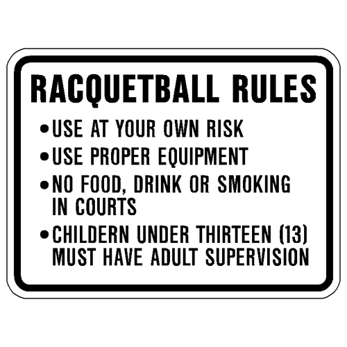 Racquetball Rules Sign 24x18 up to 5 lines of copy) RQB-24