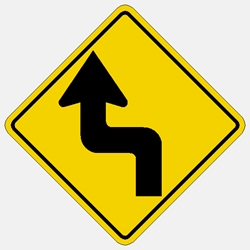 Left Winding Road Symbol Traffic sign W1-5L  30"