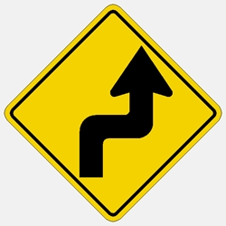 Right Curve 90 degree left Arrow Symbol Traffic sign W1-3R