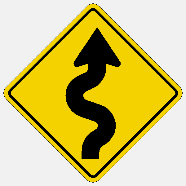 Right Winding Road Traffic sign W1-5R
