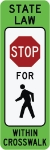 Stop for pedestrians in crosswalk Yellow-green Reflective warning sign R1-6a YG