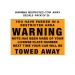 WARNING  Restricted Parking Tow Away Decal  25-Pk