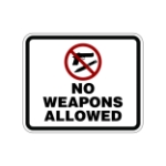 NO WEAPONS ALLOWED  DECALS 6" X 5" 