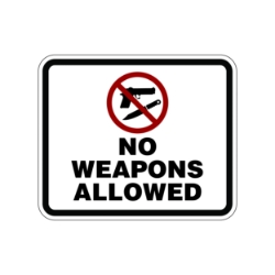 NO WEAPONS ALLOWED  DECALS 6" X 5" 
